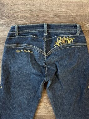 Y2K Apple Bottoms Dark Wash Jeans 7/8 Embroidered Low Rise Straight Leg